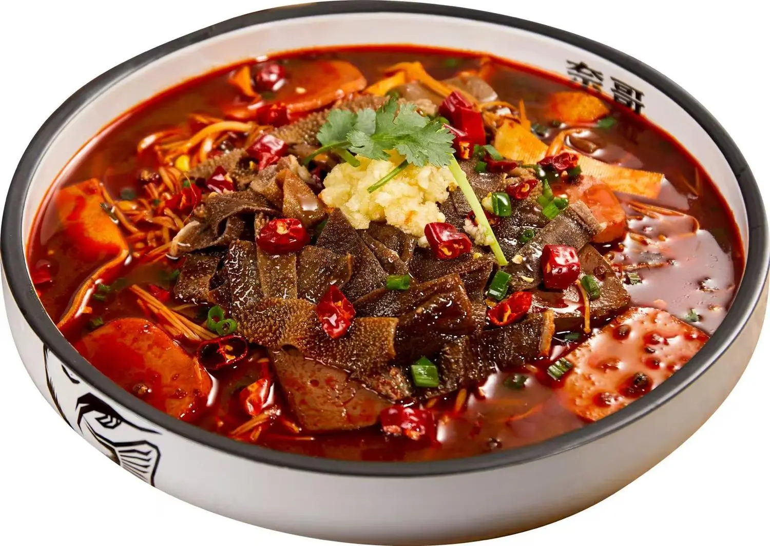 Mao Xue Wang Spicy soup with duck blood, tripe, and veggies at Nai Brother, a Chinese restaurant in Boston