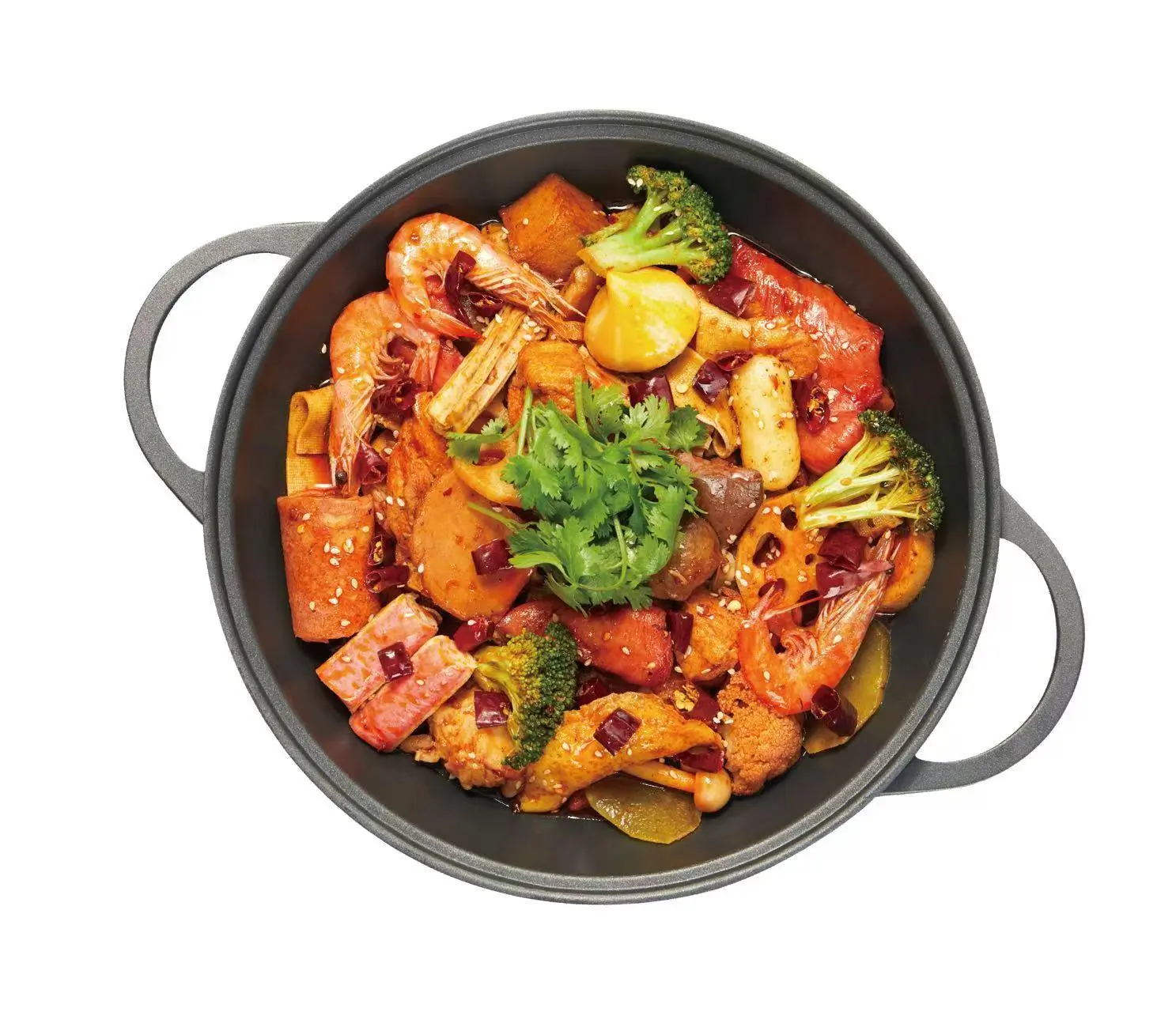 Spicy Hot Pot Mixed veggies and seafood in spicy sauce at Nai Brother, a Chinese restaurant in Boston